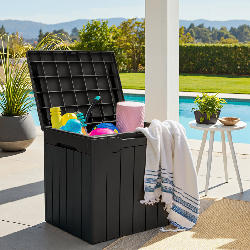 Boîte de rangement verrouillable en résine Furmax 31 gallons (ensemble de 2), Noir