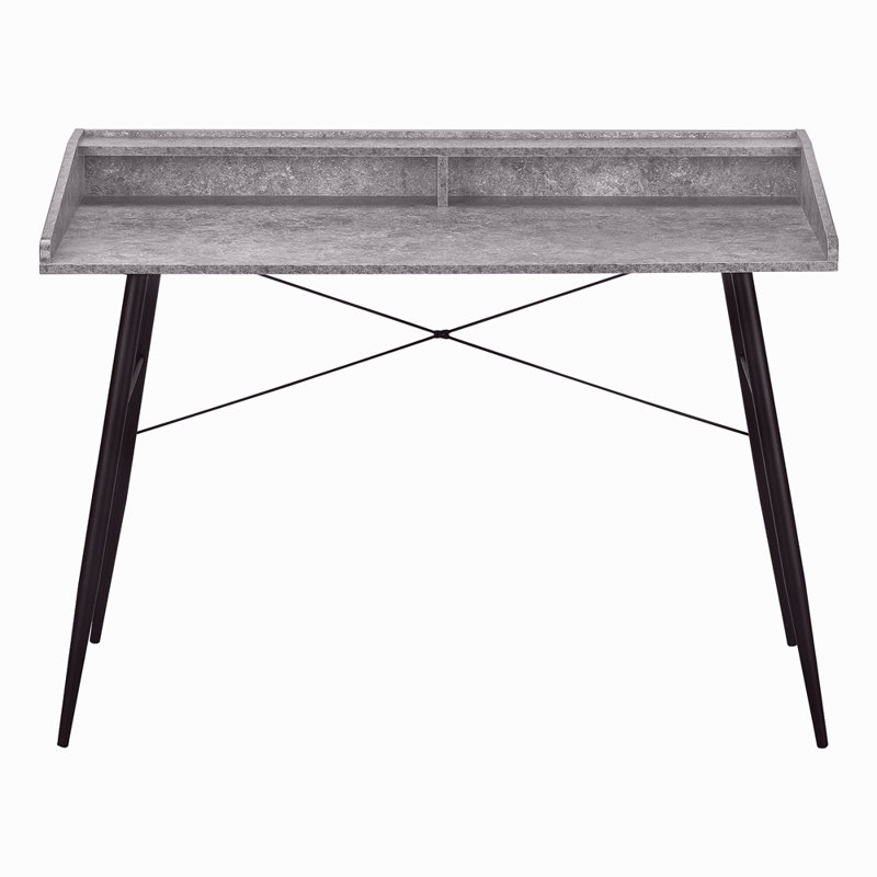 Bureau d'ordinateur, bureau personnel, ordinateur portable, tablettes de rangement, L 48 po, travail, métal stratifié gris, contemporain, moderne