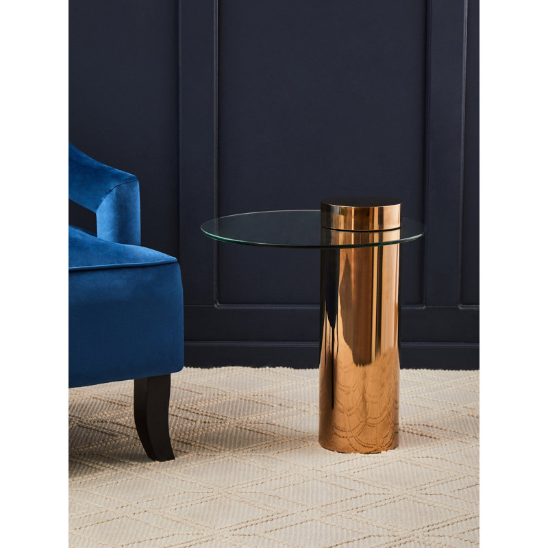 Bhodi Glass Top End Table, Gold