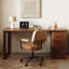 Nut-brown Rectangular Solid Wood With 3 Drawers Desk-171386336
