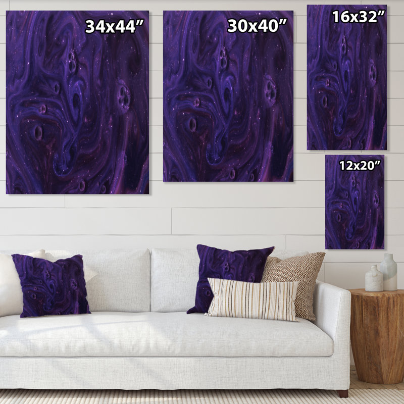 Peinture abstraite mauve foncé - art mural moderne sur toile, H 36 po x l 24 po x P 1 po, Toile tendue