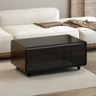 Myabella 93L Smart Coffee Table with Freezer and Fridge, Wireless Charging and Bluetooth Speaker by Orren Ellis