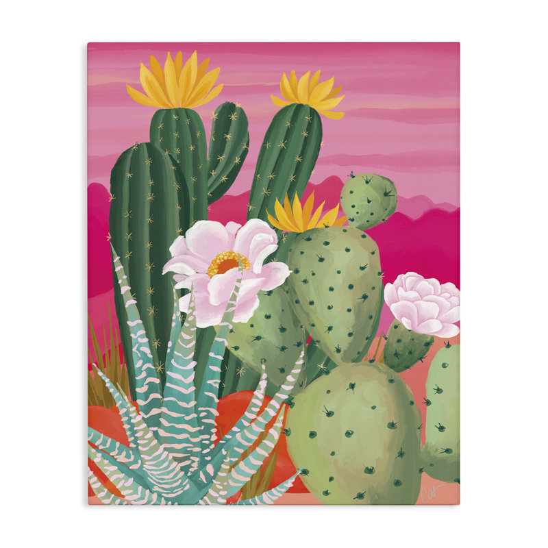 Coucher de soleil sur toile de cactus, design par Cat Thurman Designs, H 30 po x l 24 po