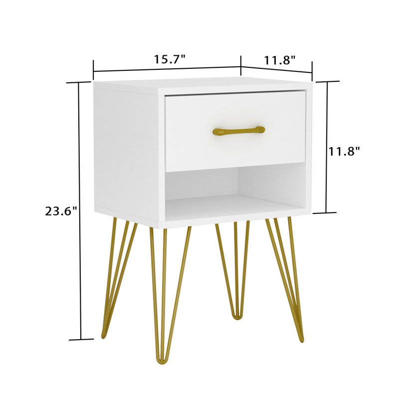 Olton 15.7'' W Nightstand, White