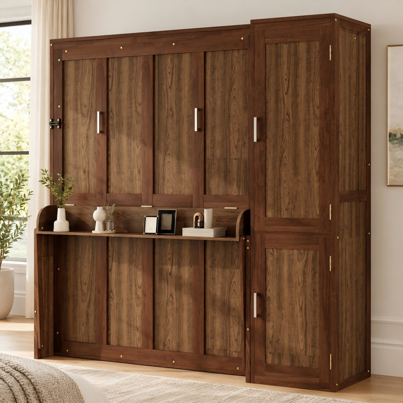 Lit escamotable Queen avec armoire, bureau et borne de recharge