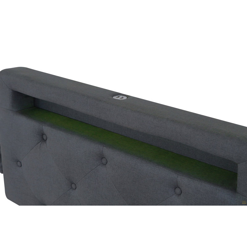 Cadre de lit simple avec station de charge USB et lumières DEL