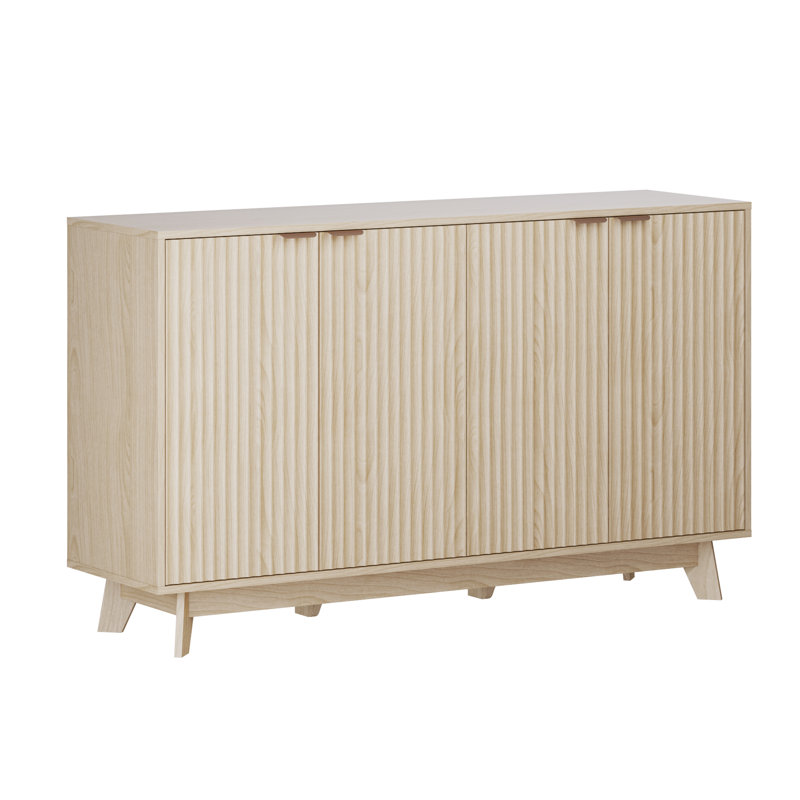  4 - Door Accent Cabinet, Fluted Sideboards And Buffets With Adjustable Shelves For Living, Dining Room
