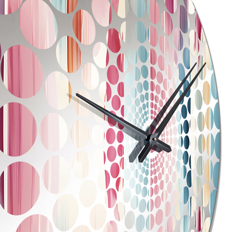 Horloge murale rayée bleue et rose, Médium