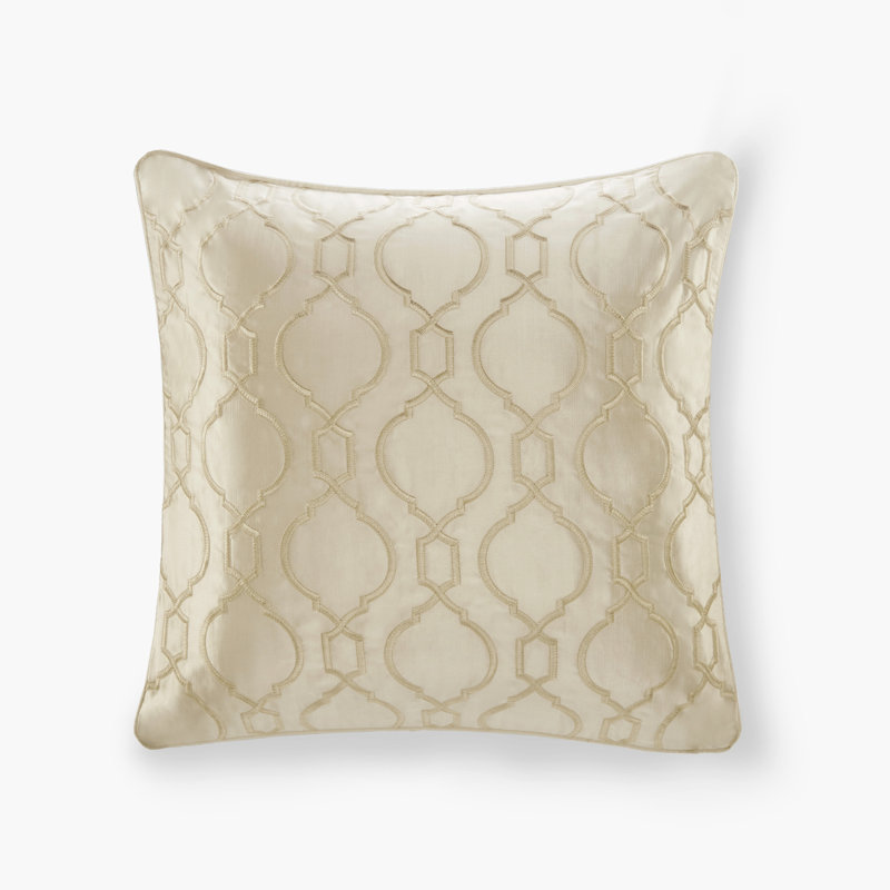 Champagne Embroidered Satin Euro Pillow Sham