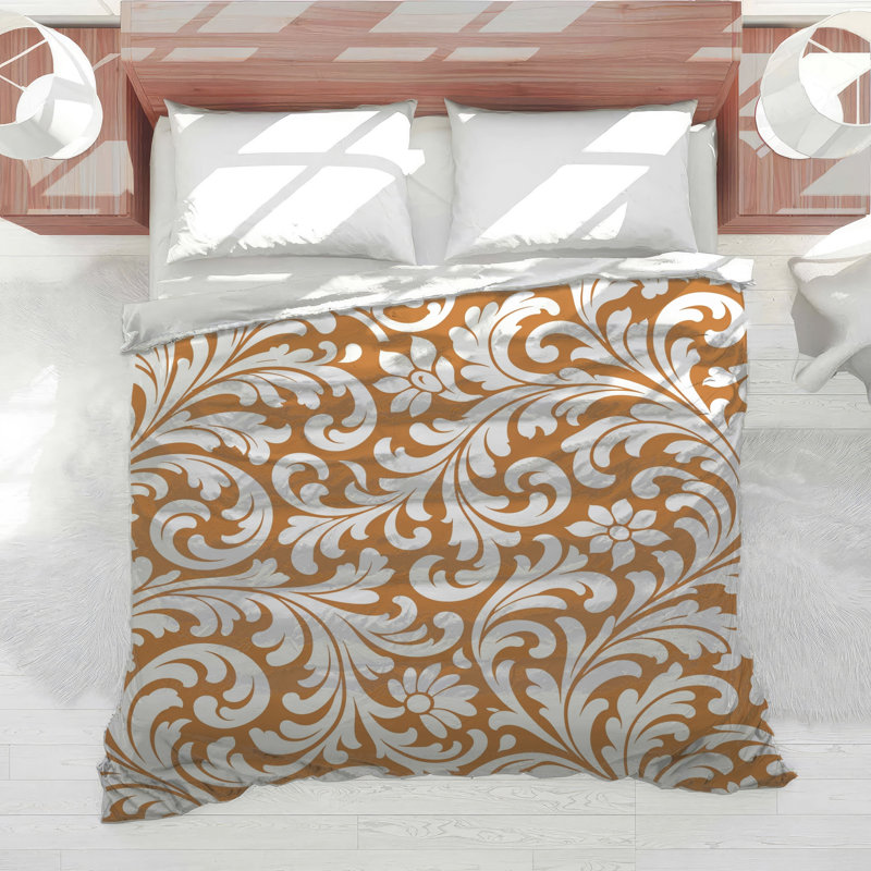 White Floral Damask Comforter, Twin