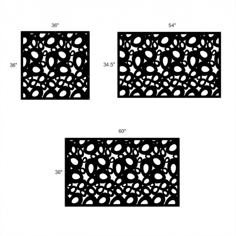 Panneau d'intimité en aluminium découpé au laser en aluminium Olives, H 24 po x l 60 po x P 0,12 po