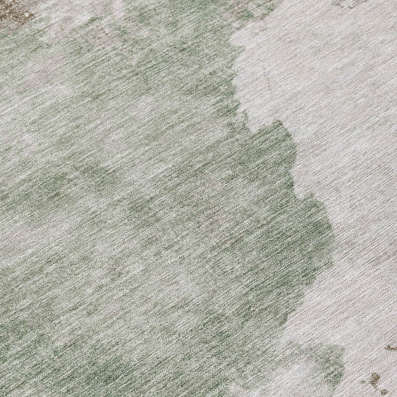 Machine Washable Indoor/Outdoor Xhevrie Aloe Rug, Rectangle 3' x 5'