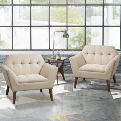Fauteuil rembourré Maxton Merrylite de 94 cm de large avec dossier capitonné, beige