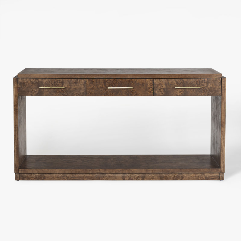 Table de console rectangulaire à 3 tiroirs Kingston, Marron foncé