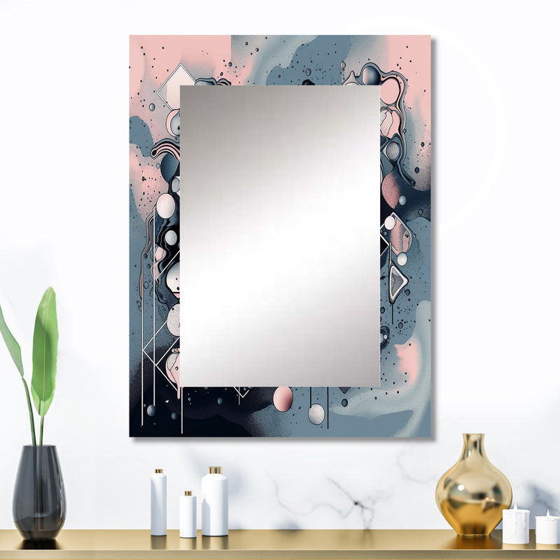 «Blue and Orange Vibrant Paradoxes IV» - miroir abstrait, miroir mural décoratif moderne, impression d'art en métal