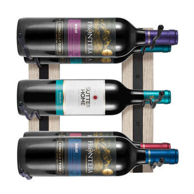  Support à vin 6 bouteilles et 6 verres à fixation murale