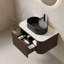 Meuble-lavabo de salle de bain 30 po avec lavabo, meuble-lavabo mural moderne à bords courbés et rayés avec tiroir, vasque en céramique noire, sans robinet, couleur grain de bois noyer foncé-983154084