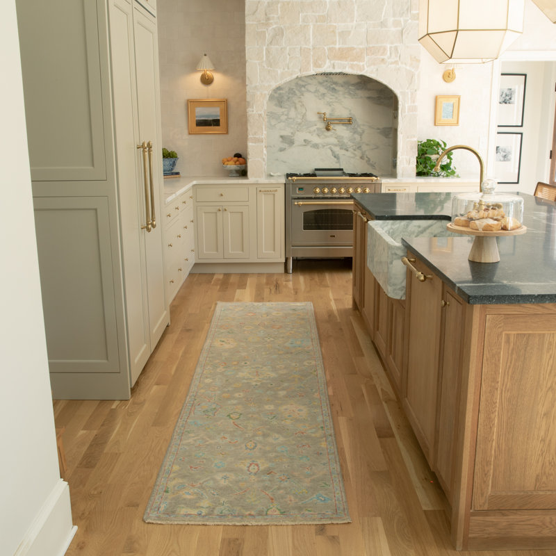 Tapis gris / multicolore en laine noué à la main Presley, Tapis de couloir 2 pi 6 po x 10 pi