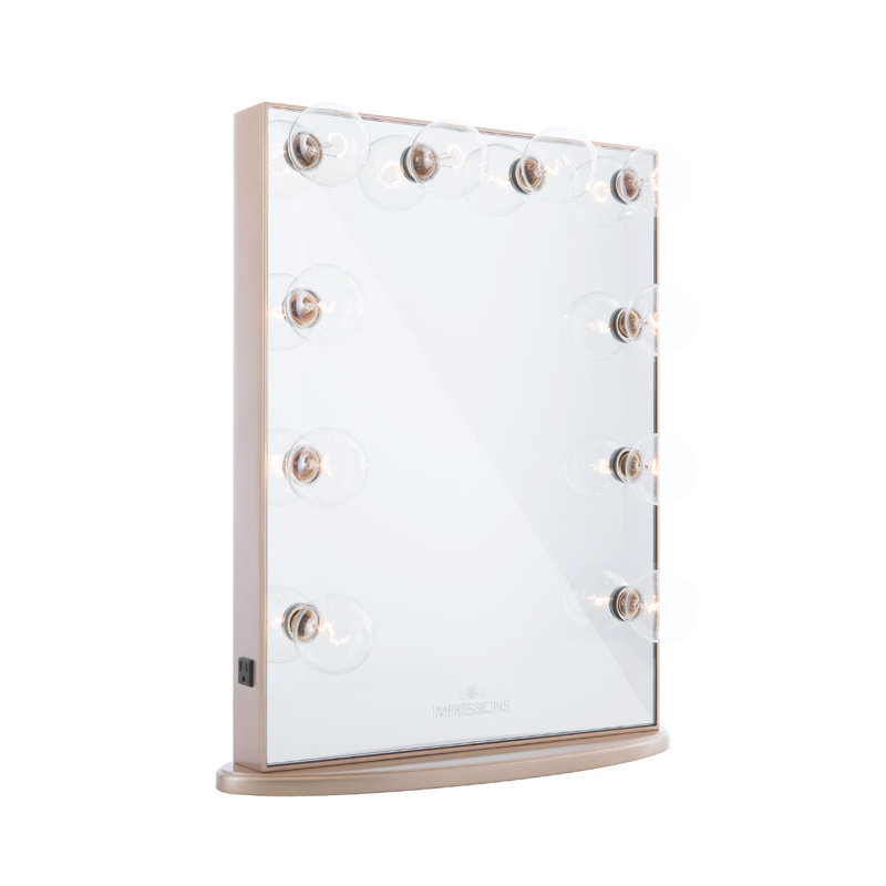 Miroir de salle de bain Hollywood Glow avec 10 ampoules DEL claires et base de miroir, Champagne doré