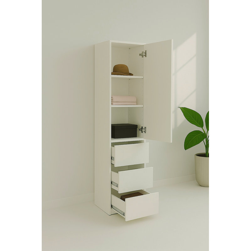 Elise Modular Wood Closet System With Mirror In White