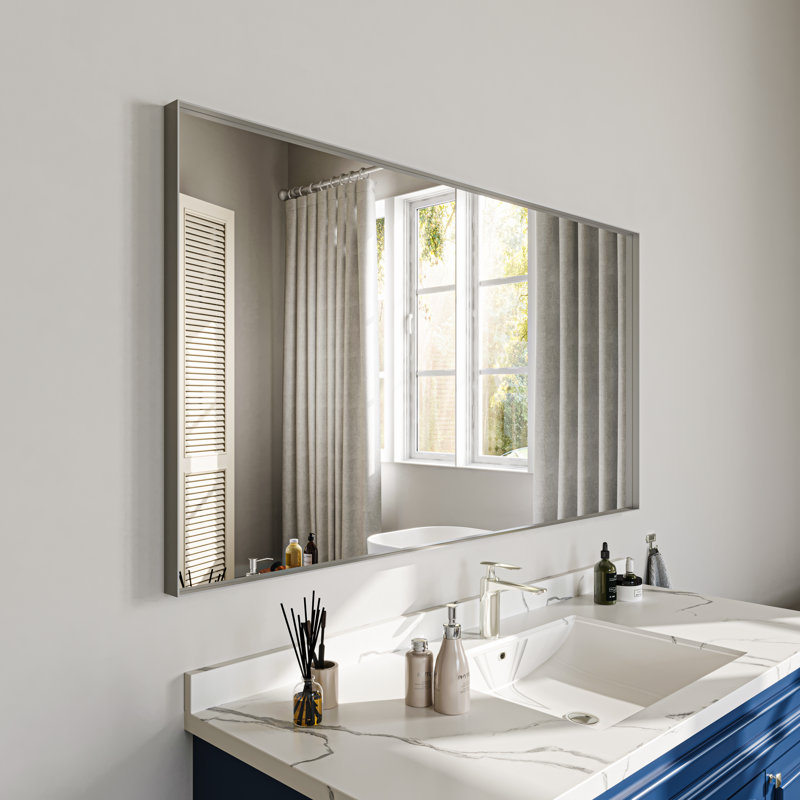 Miroir de salle de bain mural, Argent argent, 55 po x 30 po