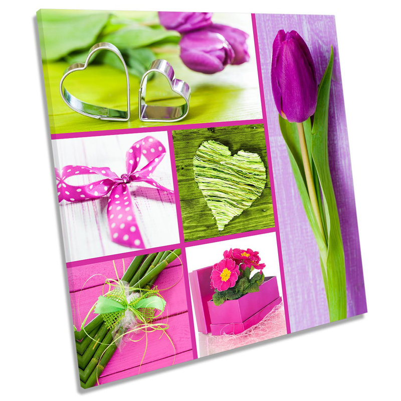 Z2311 Tulips Love Hearts - Wrapped Canvas Print, 60cm H x 60cm W x 2cm D