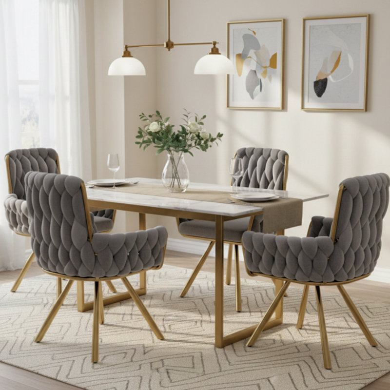 Chaises de salle à manger pivotantes en velours Vmolara, 4, Gris