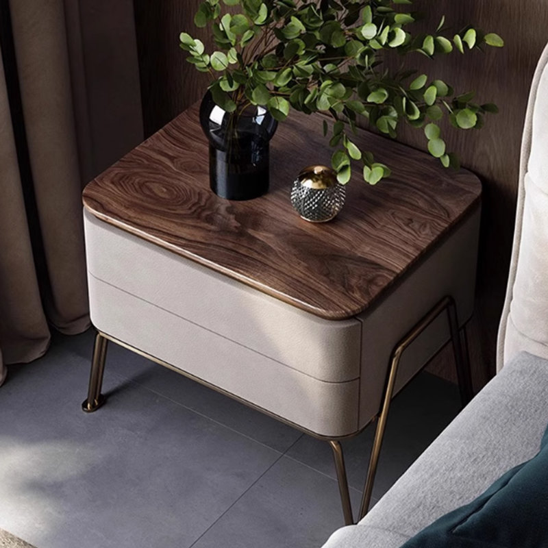 Table de chevet noire en noyer