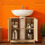 Armoire de meuble-lavabo sous le lavabo avec 2 portes et tablette réglable (sans lavabo)-130604234