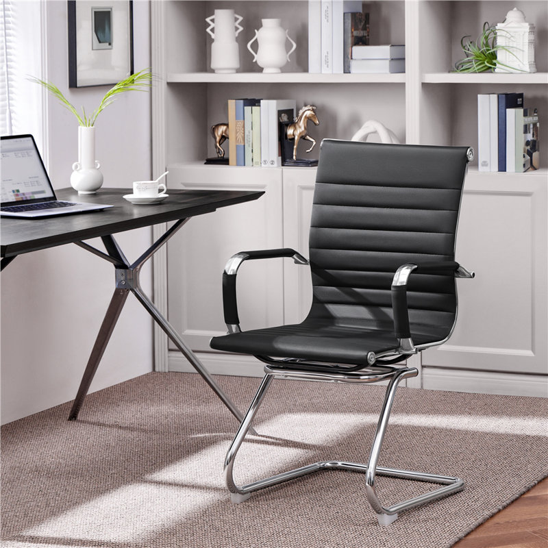 Meeting Office Reception Chair With Ergonomic Design, Black