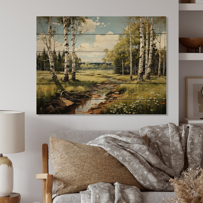 Kaliana Birch Tree Whispers Landscape II, impression sur bois, H 30 po x l 40 po x P 0,78 po