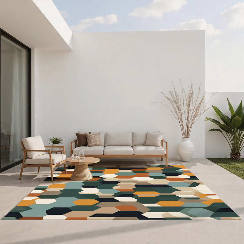 Earth Bound Pixels Indoor And Outdoor Area Rug, Rectangle 2' x 3'