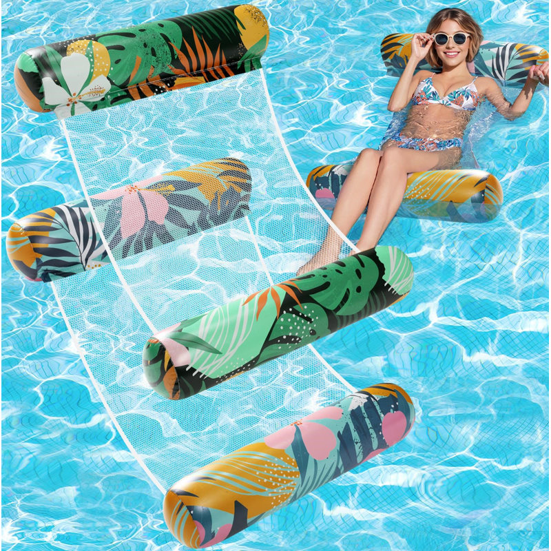 2 Pack Pool Floats Adult, 4-In-1 Pool Floats Hammock, Drifter, Lounge Chair, Saddle, Inflatable Pool Float For Vacation