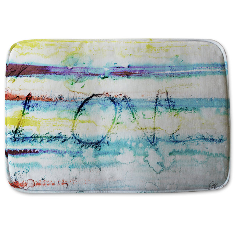 Pelfrey Memory Foam Non-Slip, No Pattern, White Love, Love Abstract