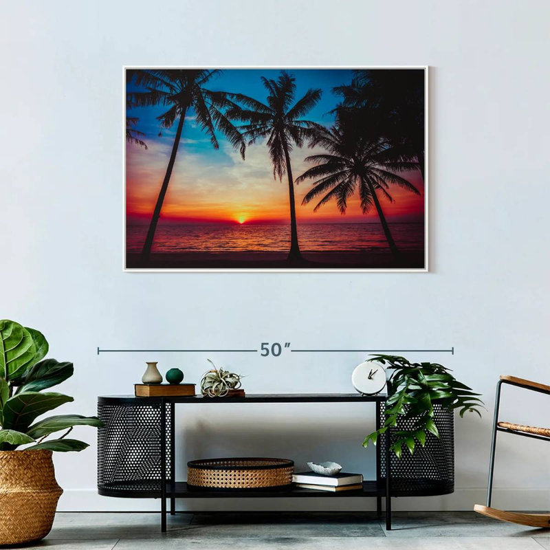 Coucher de soleil parfait sur Aurelus, Cadre flottant blanc, H 29 po x l 43 po
