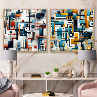 Cordai - Abstract Shapes Square Collage Set Of 2