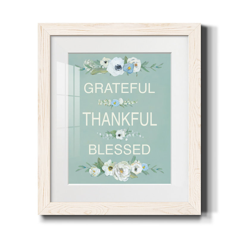 Grateful Thankful - impression encadrée sur papier, Blanc, H 20 po x l 17 po x P 1 po