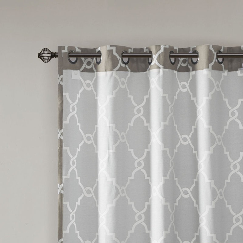 Panneau de rideau à œillets Frwork, Gris / Blanc, L 50,09 po x L 63,09 po