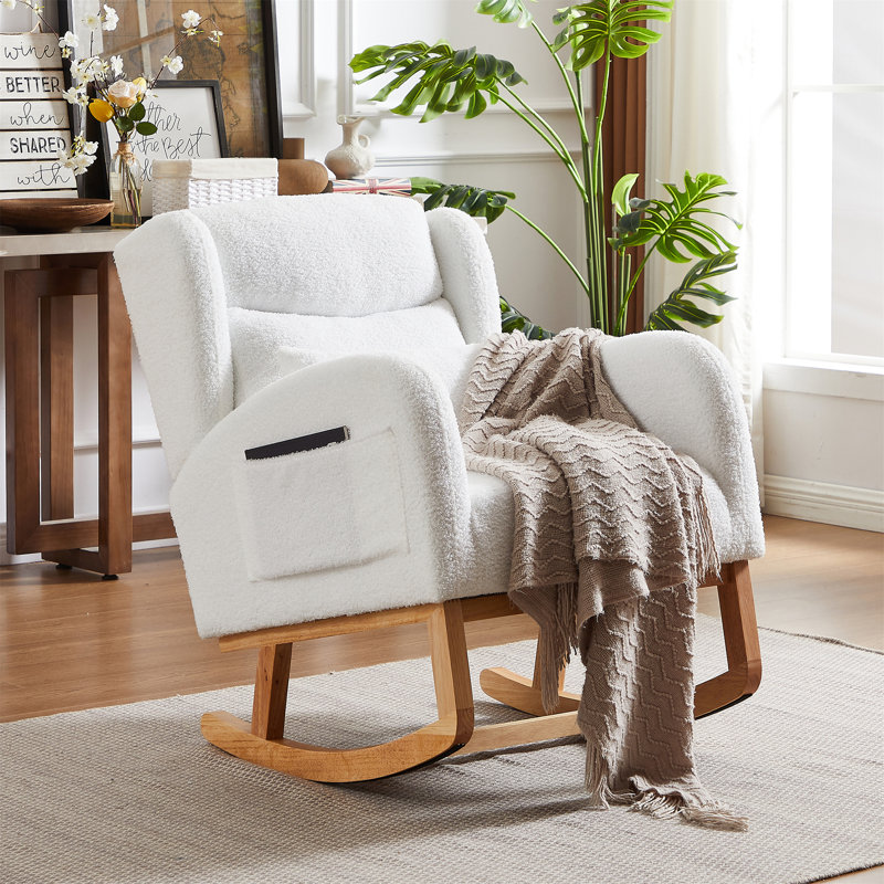 Chaise berçante moderne avec accoudoirs 27,2 po, Ivoire ivoire