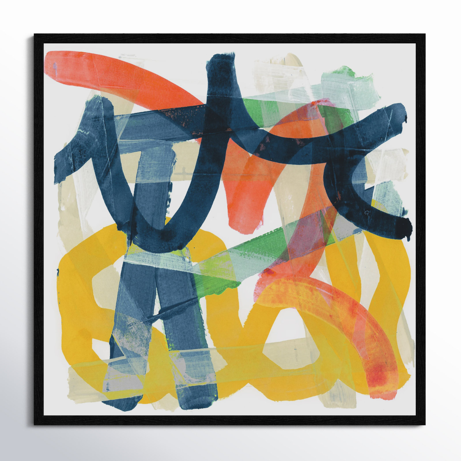 Shuffling by Cartissi - Picture Frame Painting, Black Framed, 32" H x 32" W x 0.75" D