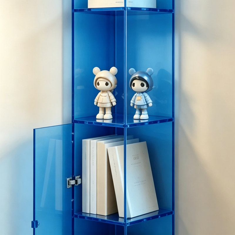 Acrylic storage display multi-level bookcase, Blue