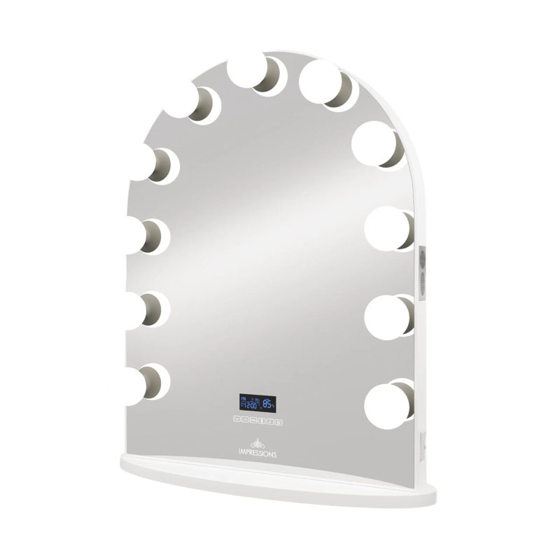 Impression Vanity Hollywood Glow Arch Vanity Mirror With Ultra Bright 11 Frosted LED Bulbs, Dimming Function Option, Soft Touch Sensor Button, And Sleek Aluminum Frameless Design Wall Mirror
