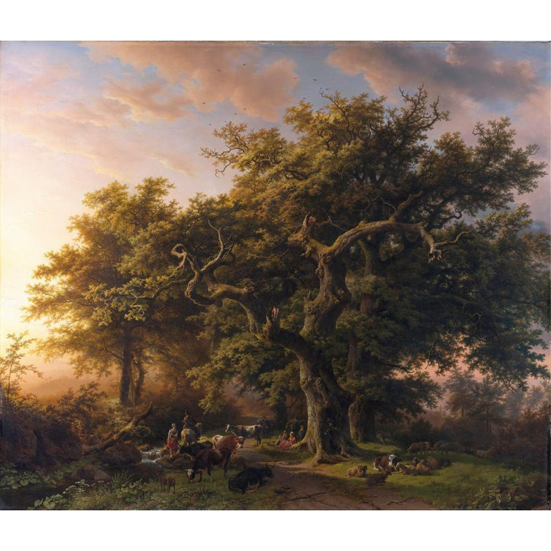 «Forest Scene» par Barend, Koekkoek - art mural sur toile tendue, H 24 po x l 17 po