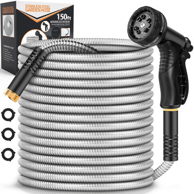 Metal Garden Hose With 10 Function Nozzle