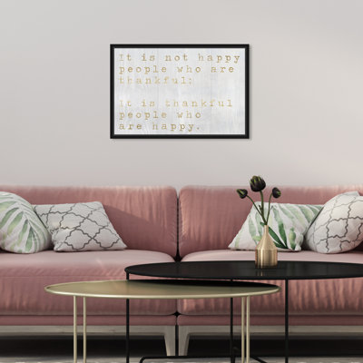 Happy People Gold, Thankful Life Inspiration Modern Gold - Canvas Wall Art For Bedroom