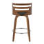 Tabouret de bar 26 po Mid-Century moderne à hauteur fixe avec pivot en bois de noyer et tissu gris anthracite avec repose-pieds rond en métal chromé - ensemble de 2-378677587
