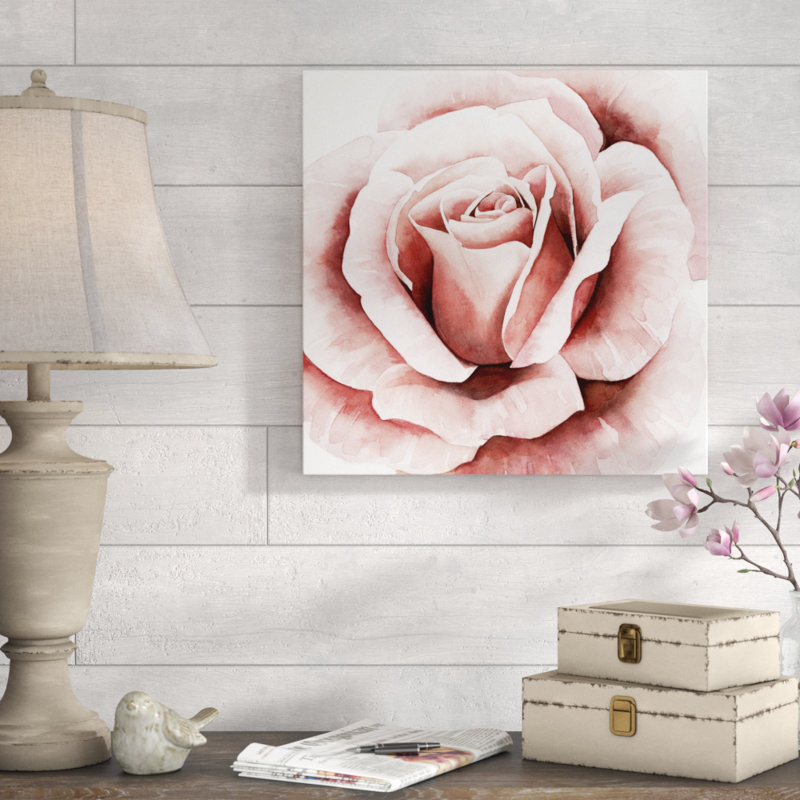 «Pink Rose II», peinture sur toile, H 20 po x l 20 po x P 1,25 po, Toile tendue