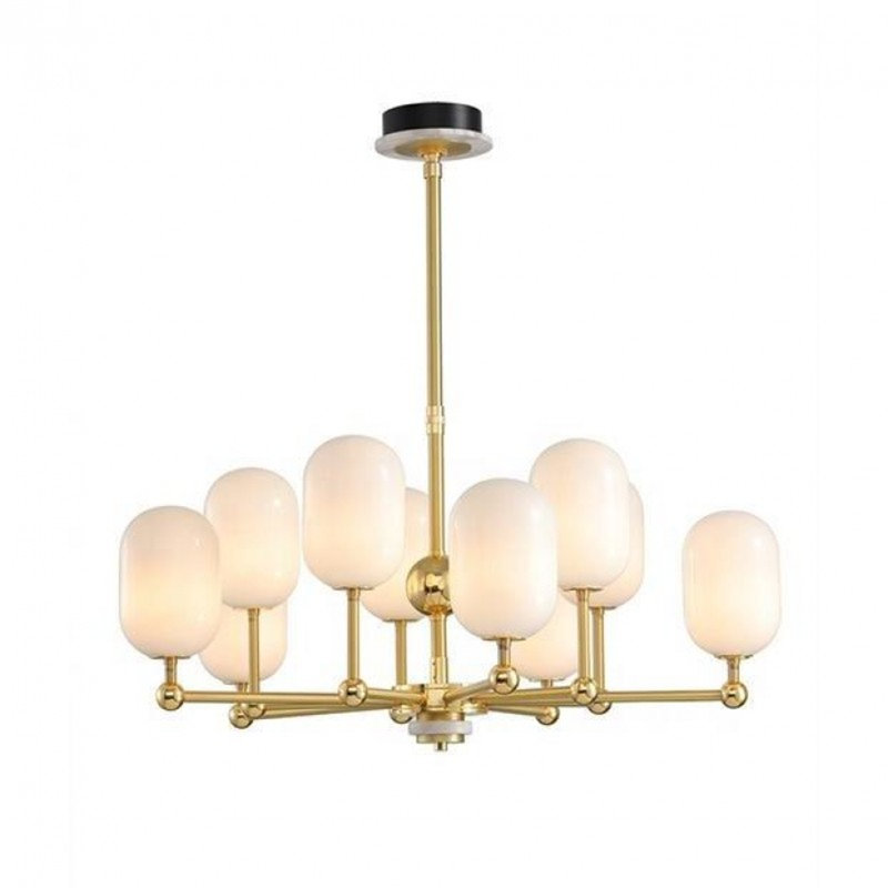 Light Blown Drum Chandelier, Bronze, Clear, 48" Diameter x 55" Height