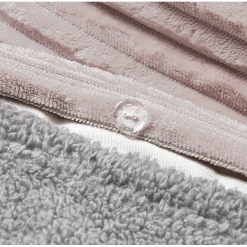 Velosso Plush Cord With Teddy Cosy Soft Fleece Reverse Duvet Set, 135 x 200cm + 50 x 75cm Comforter