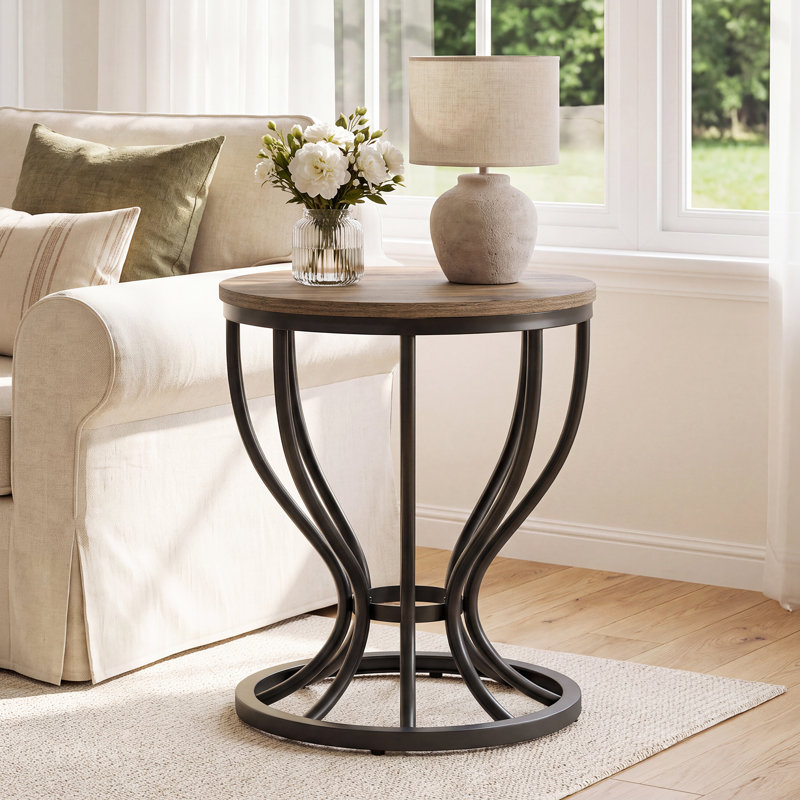 Table d'appoint ronde ronde pour le salon, table de bout ronde industrielle, 1